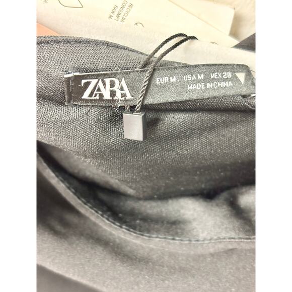 NWT Zara Asymmetric Cutout Midi Dress with Chain Accent Black Women's Size M - Picture 5 of 6